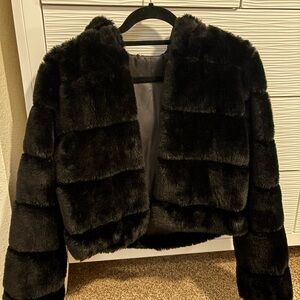 Zara Black Faux Fur Jacket